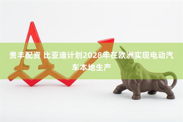 贵丰配资 比亚迪计划2028年在欧洲实现电动汽车本地生产
